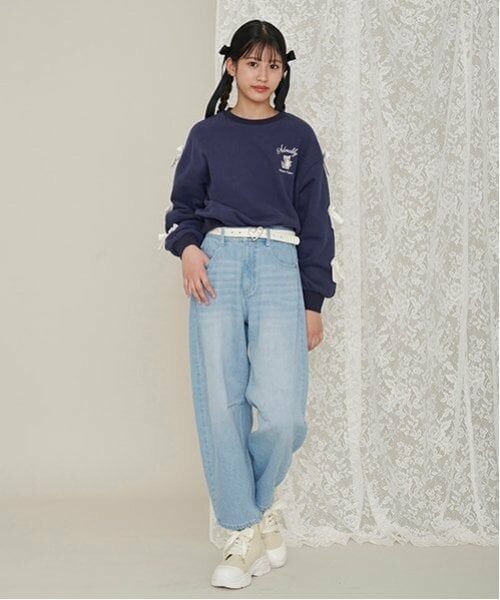 mezzo piano junior / メゾピアノジュニア その他パンツ | ウエスト細見えバレルレッグデニムパンツ | 詳細2