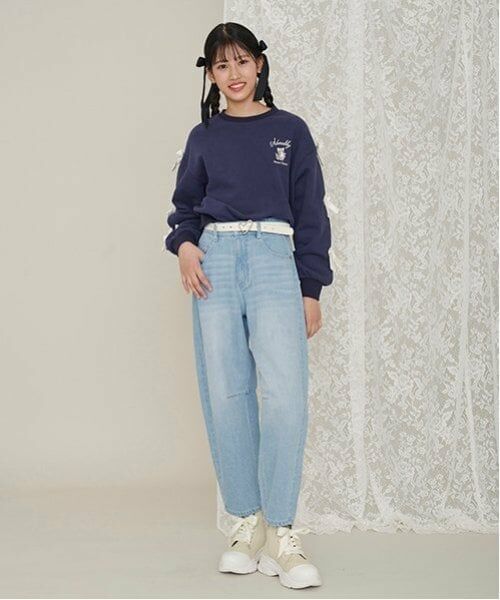 mezzo piano junior / メゾピアノジュニア その他パンツ | ウエスト細見えバレルレッグデニムパンツ | 詳細3