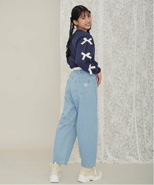 mezzo piano junior / メゾピアノジュニア その他パンツ | ウエスト細見えバレルレッグデニムパンツ | 詳細4