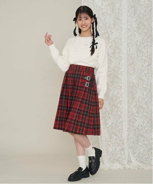 mezzo piano junior / メゾピアノジュニア ミニ・ひざ丈スカート | バックルベルト付きミディ丈プリーツスカート | 詳細2