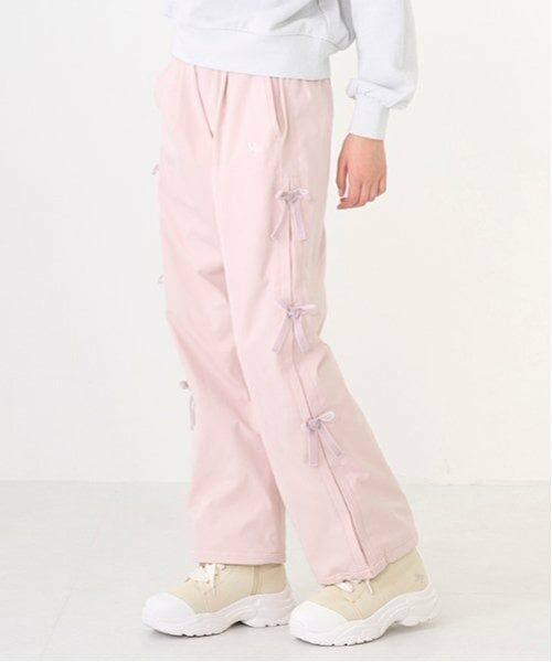 mezzo piano junior / メゾピアノジュニア その他パンツ | サイドリボン内側あったかパラシュートパンツ（薄ベージュ）