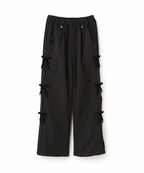 mezzo piano junior / メゾピアノジュニア その他パンツ | サイドリボン内側あったかパラシュートパンツ（黒）