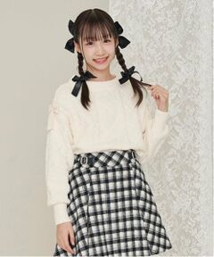 mezzo piano junior / メゾピアノジュニア ニット・セーター | 肩レースアップ　ラメ入りモールニット