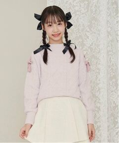 mezzo piano junior / メゾピアノジュニア ニット・セーター | 肩レースアップ　ラメ入りモールニット