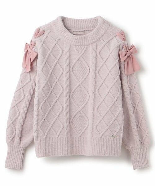 mezzo piano junior / メゾピアノジュニア ニット・セーター | 肩レースアップ　ラメ入りモールニット | 詳細1