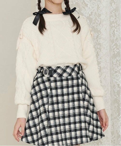 mezzo piano junior / メゾピアノジュニア ニット・セーター | 肩レースアップ　ラメ入りモールニット | 詳細12