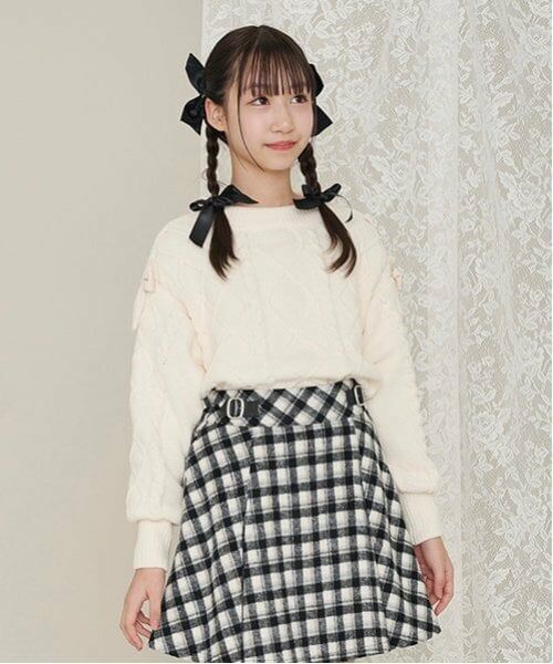 mezzo piano junior / メゾピアノジュニア ニット・セーター | 肩レースアップ　ラメ入りモールニット | 詳細13