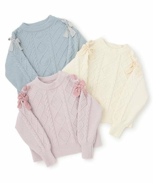 mezzo piano junior / メゾピアノジュニア ニット・セーター | 肩レースアップ　ラメ入りモールニット | 詳細8