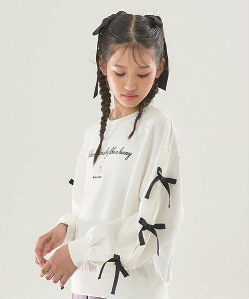 mezzo piano junior / メゾピアノジュニア Tシャツ | タックスリーブリボン長袖Tシャツ | 詳細11