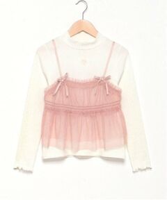 mezzo piano junior / メゾピアノジュニア Tシャツ | チュールビスチェ＆テレコ長袖Tシャツセット