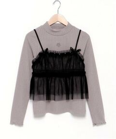 mezzo piano junior / メゾピアノジュニア Tシャツ | チュールビスチェ＆テレコ長袖Tシャツセット