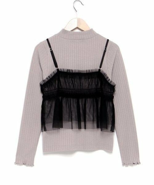 mezzo piano junior / メゾピアノジュニア Tシャツ | チュールビスチェ＆テレコ長袖Tシャツセット | 詳細1