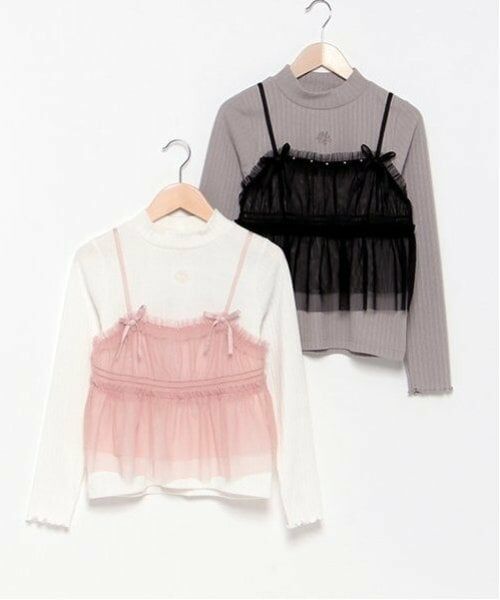 mezzo piano junior / メゾピアノジュニア Tシャツ | チュールビスチェ＆テレコ長袖Tシャツセット | 詳細11