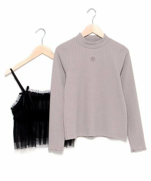 mezzo piano junior / メゾピアノジュニア Tシャツ | チュールビスチェ＆テレコ長袖Tシャツセット | 詳細2