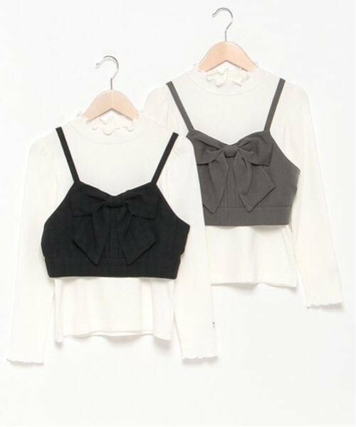 mezzo piano junior / メゾピアノジュニア Tシャツ | パフスリーブ長袖Tシャツ＆リボンビスチェセット | 詳細15