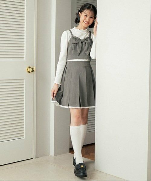 mezzo piano junior / メゾピアノジュニア Tシャツ | パフスリーブ長袖Tシャツ＆リボンビスチェセット | 詳細17