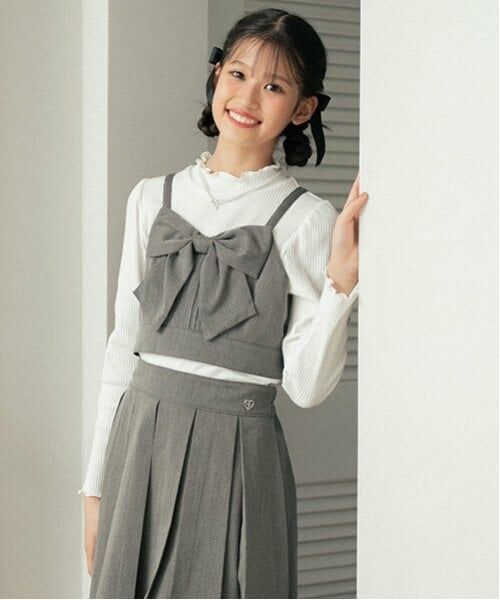 mezzo piano junior / メゾピアノジュニア Tシャツ | パフスリーブ長袖Tシャツ＆リボンビスチェセット | 詳細18