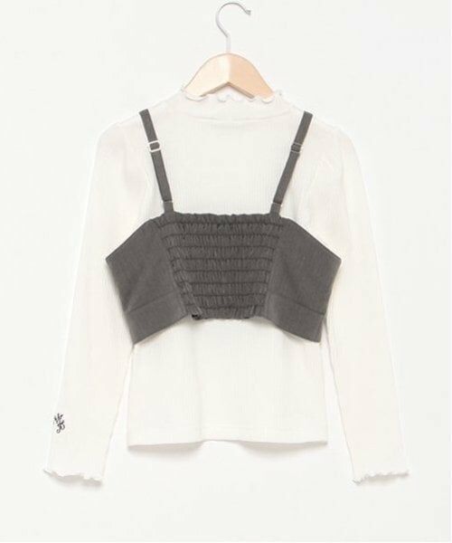 mezzo piano junior / メゾピアノジュニア Tシャツ | パフスリーブ長袖Tシャツ＆リボンビスチェセット | 詳細2