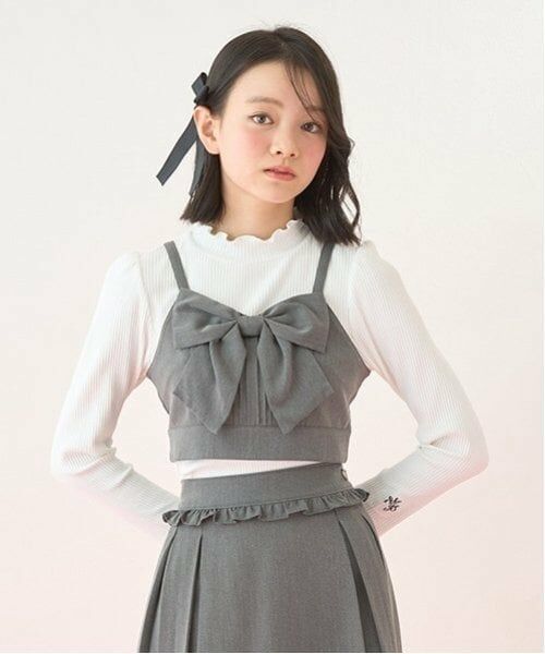 mezzo piano junior / メゾピアノジュニア Tシャツ | パフスリーブ長袖Tシャツ＆リボンビスチェセット | 詳細20