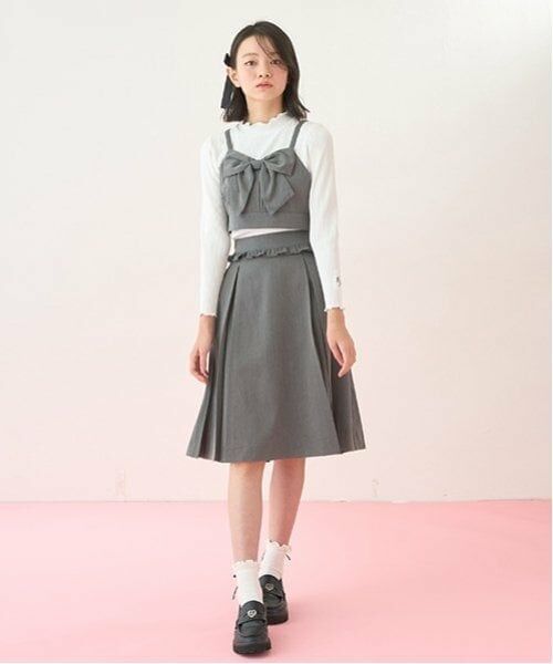 mezzo piano junior / メゾピアノジュニア Tシャツ | パフスリーブ長袖Tシャツ＆リボンビスチェセット | 詳細21