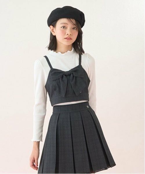 mezzo piano junior / メゾピアノジュニア Tシャツ | パフスリーブ長袖Tシャツ＆リボンビスチェセット | 詳細22