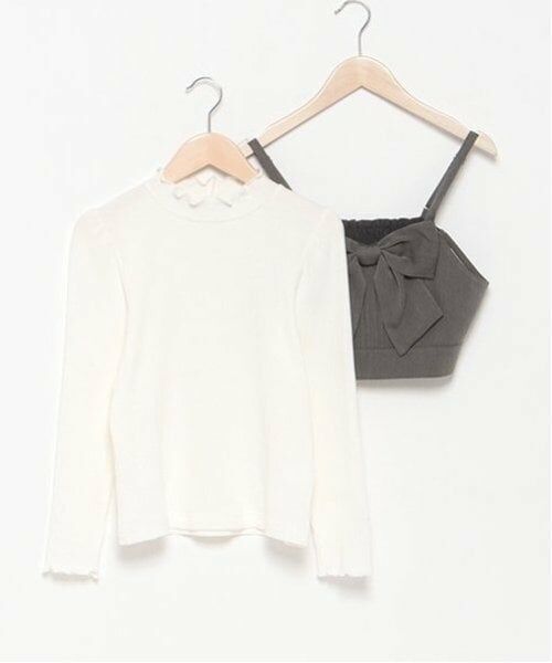 mezzo piano junior / メゾピアノジュニア Tシャツ | パフスリーブ長袖Tシャツ＆リボンビスチェセット | 詳細4