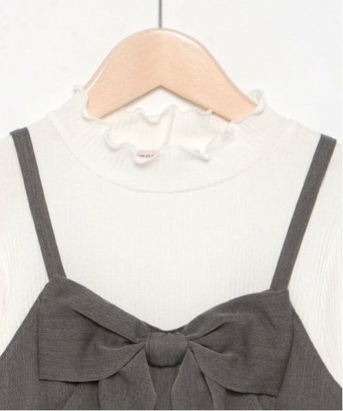 mezzo piano junior / メゾピアノジュニア Tシャツ | パフスリーブ長袖Tシャツ＆リボンビスチェセット | 詳細5