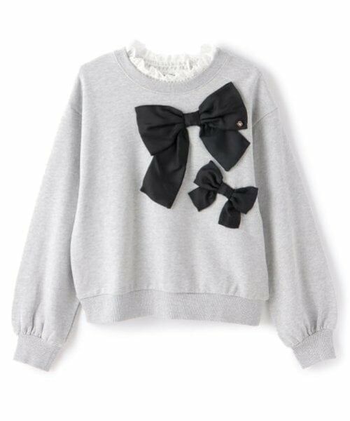 mezzo piano junior / メゾピアノジュニア スウェット | ビッグリボントレーナー（グレー）
