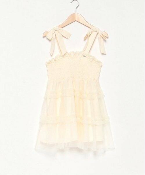 mezzo piano junior / メゾピアノジュニア その他トップス | ショルダーリボンふんわりチュールチュニック（オフ ホワイト）