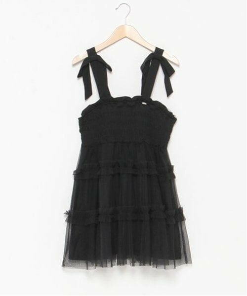 mezzo piano junior / メゾピアノジュニア その他トップス | ショルダーリボンふんわりチュールチュニック（黒）