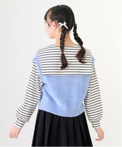 mezzo piano junior / メゾピアノジュニア Tシャツ | シャギーベスト＆セーラー長袖Tシャツセット