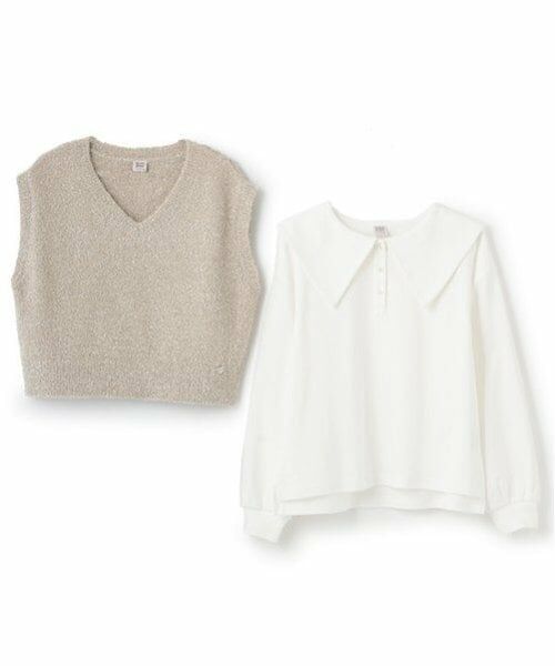 mezzo piano junior / メゾピアノジュニア Tシャツ | シャギーベスト＆セーラー長袖Tシャツセット | 詳細11