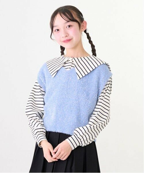 mezzo piano junior / メゾピアノジュニア Tシャツ | シャギーベスト＆セーラー長袖Tシャツセット | 詳細4