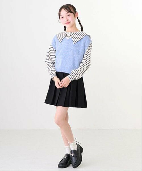 mezzo piano junior / メゾピアノジュニア Tシャツ | シャギーベスト＆セーラー長袖Tシャツセット | 詳細6