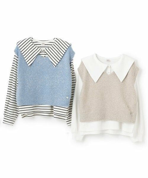 mezzo piano junior / メゾピアノジュニア Tシャツ | シャギーベスト＆セーラー長袖Tシャツセット | 詳細7