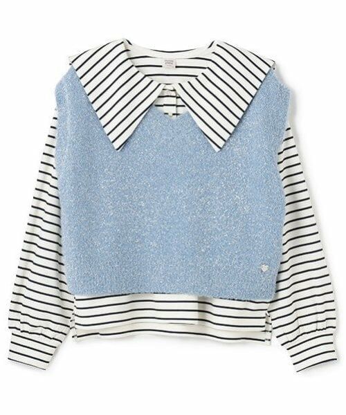 mezzo piano junior / メゾピアノジュニア Tシャツ | シャギーベスト＆セーラー長袖Tシャツセット | 詳細8