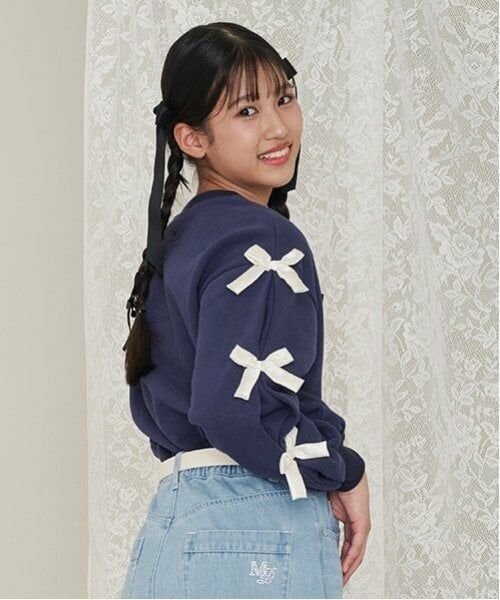 mezzo piano junior / メゾピアノジュニア スウェット | タックスリーブリボントレーナー | 詳細18