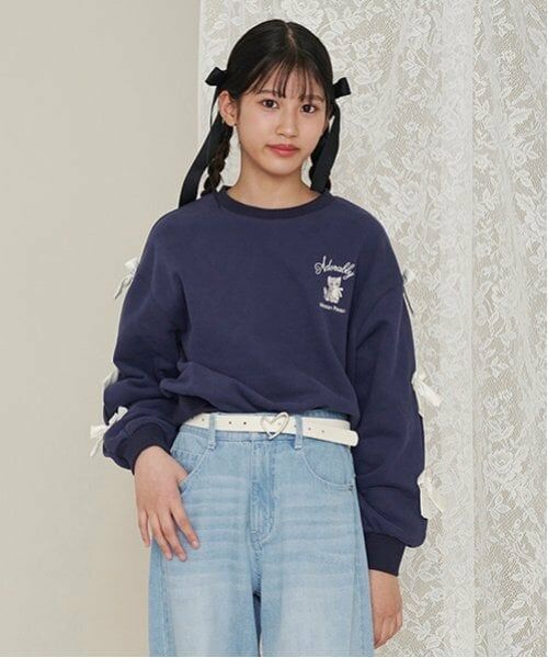 mezzo piano junior / メゾピアノジュニア スウェット | タックスリーブリボントレーナー | 詳細19