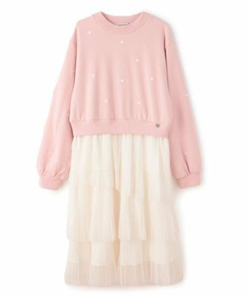 mezzo piano junior / メゾピアノジュニア ミニ丈・ひざ丈ワンピース | チュールスカートドキングワンピース（ライト ピンク）
