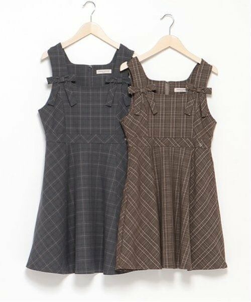 mezzo piano junior / メゾピアノジュニア ミニ丈・ひざ丈ワンピース | ツインリボンジャンパースカート | 詳細16