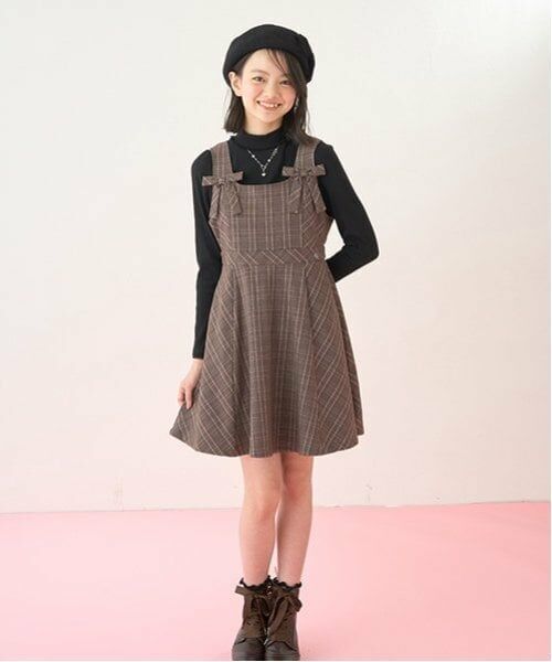 mezzo piano junior / メゾピアノジュニア ミニ丈・ひざ丈ワンピース | ツインリボンジャンパースカート | 詳細2