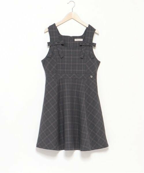 mezzo piano junior / メゾピアノジュニア ミニ丈・ひざ丈ワンピース | ツインリボンジャンパースカート | 詳細5