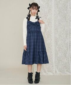 mezzo piano junior / メゾピアノジュニア ミニ丈・ひざ丈ワンピース | フロントリボンジャンパースカート＆Tシャツセット