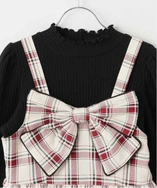 mezzo piano junior / メゾピアノジュニア ミニ丈・ひざ丈ワンピース | フロントリボンジャンパースカート＆Tシャツセット | 詳細10