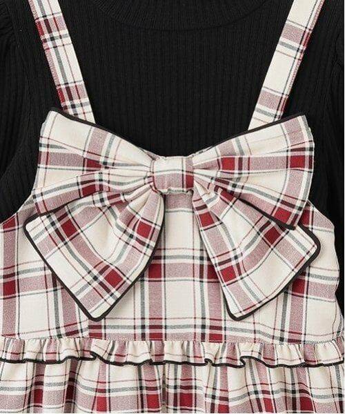 mezzo piano junior / メゾピアノジュニア ミニ丈・ひざ丈ワンピース | フロントリボンジャンパースカート＆Tシャツセット | 詳細11