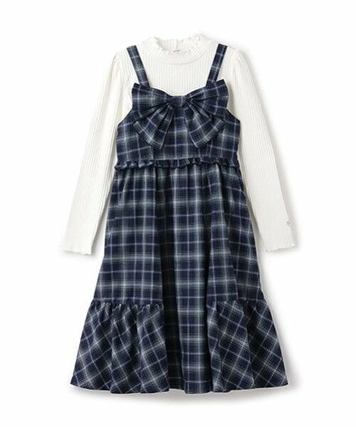 mezzo piano junior / メゾピアノジュニア ミニ丈・ひざ丈ワンピース | フロントリボンジャンパースカート＆Tシャツセット | 詳細5