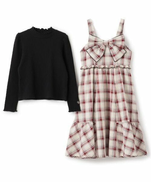 mezzo piano junior / メゾピアノジュニア ミニ丈・ひざ丈ワンピース | フロントリボンジャンパースカート＆Tシャツセット | 詳細7