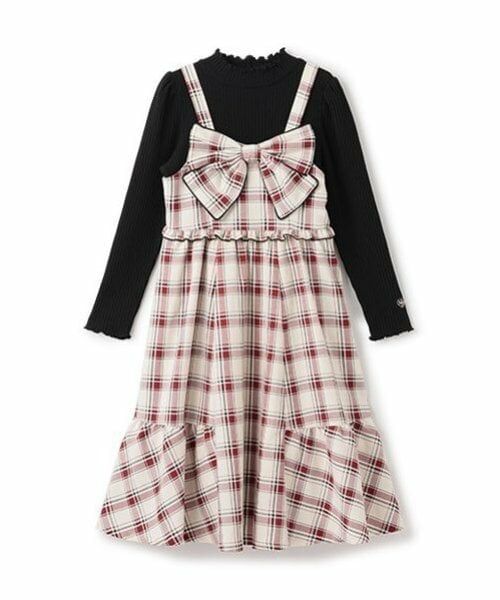 mezzo piano junior / メゾピアノジュニア ミニ丈・ひざ丈ワンピース | フロントリボンジャンパースカート＆Tシャツセット | 詳細8