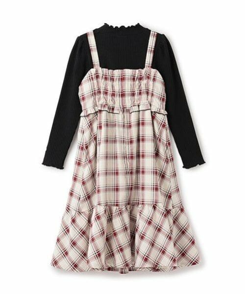 mezzo piano junior / メゾピアノジュニア ミニ丈・ひざ丈ワンピース | フロントリボンジャンパースカート＆Tシャツセット | 詳細9