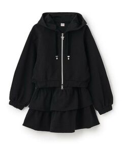 mezzo piano junior / メゾピアノジュニア ショート・ハーフ・半端丈パンツ | リボンジャカードZIPパーカ×スカパンセットアップ